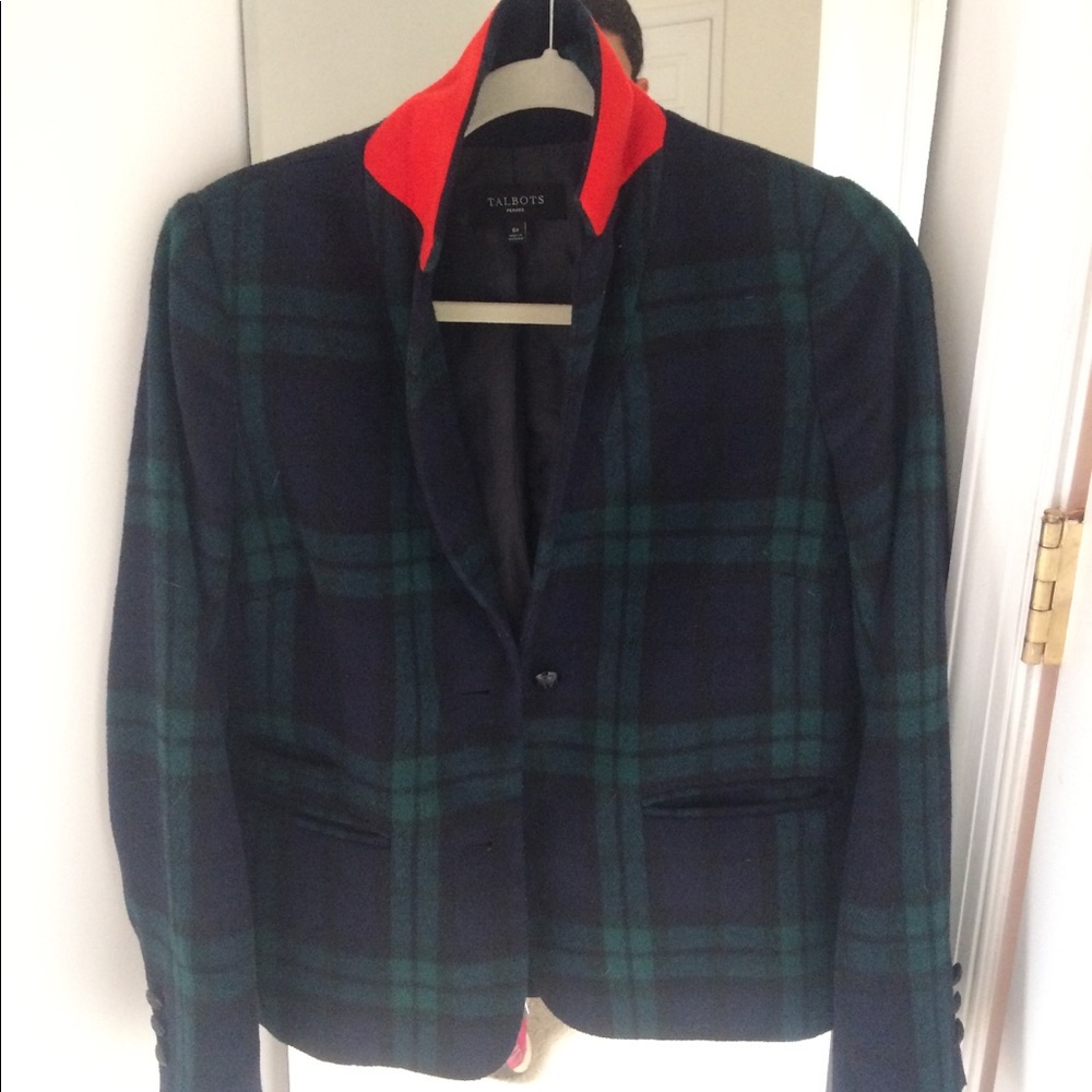 Petite Flannel blazer green plaid Talbots